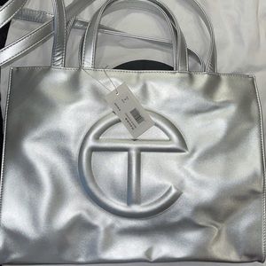 Medium Silver Telfar Bag